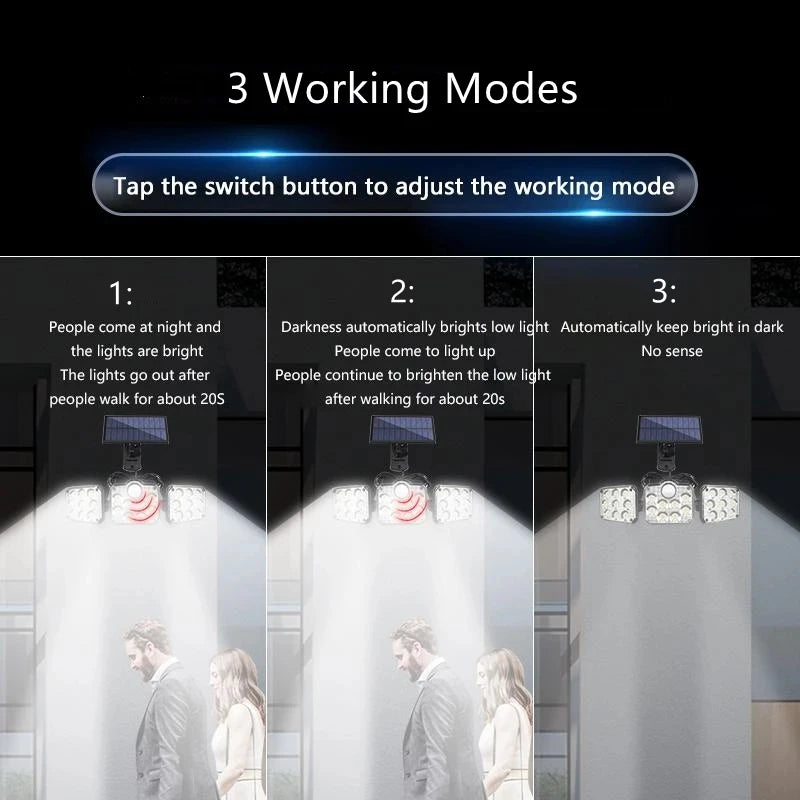 Outdoor ABS IP65 Waterproof 74 Led Solar Motion Sensor Light PIR Solar Power Garden Solar Wall Light