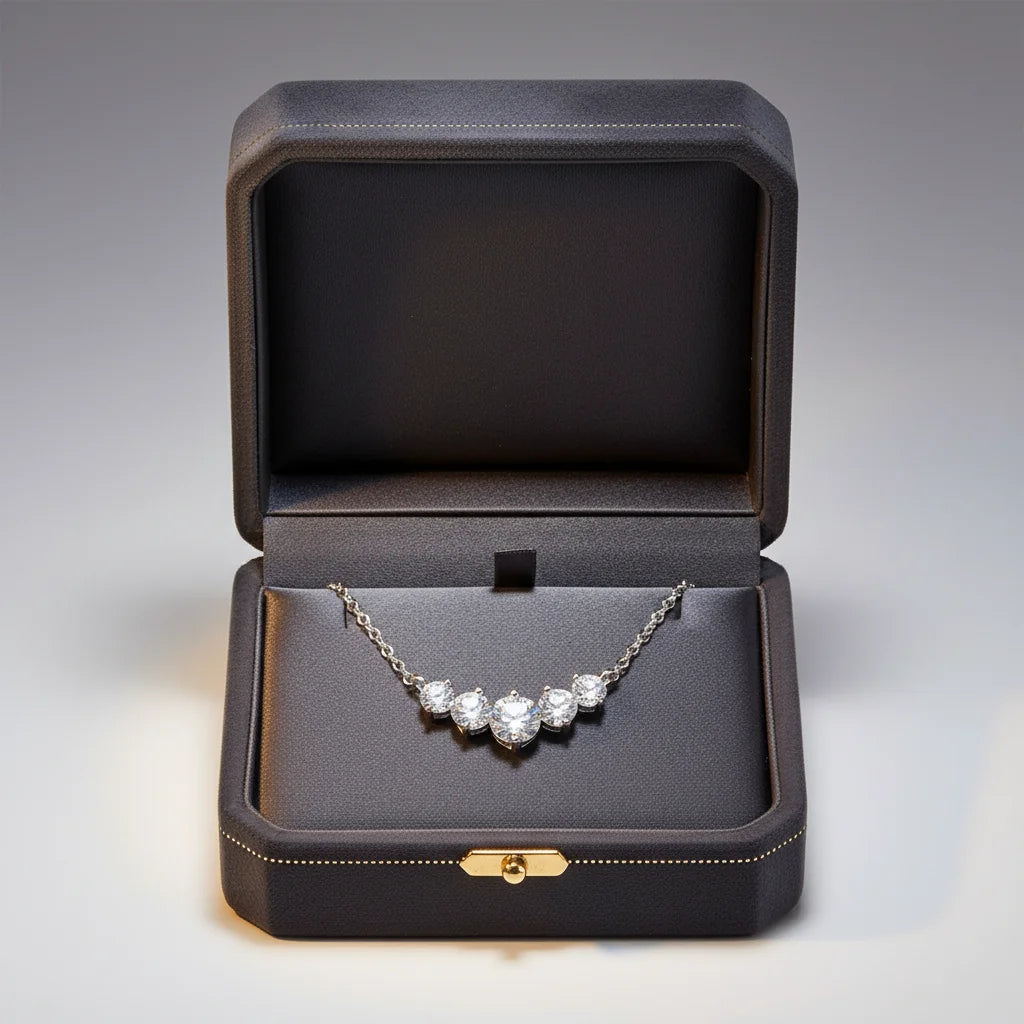 S925 Sterling Silver Charm Necklace with Moissanite Seven Princess Pendant Trendy Design for Certified Wedding for Women