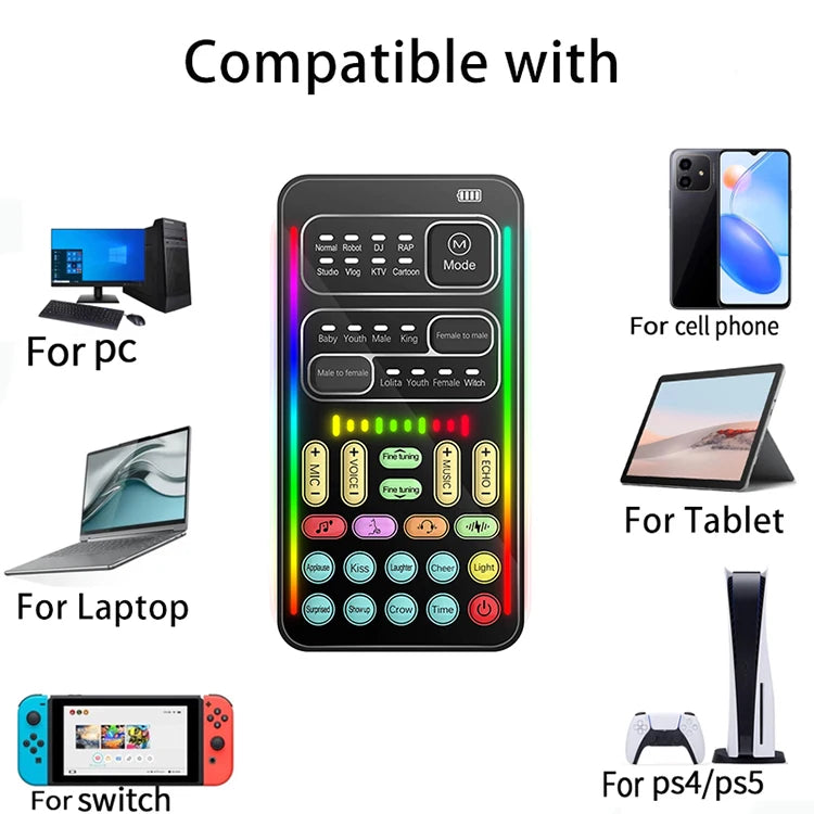 Hot Selling Computer Live Sound Card Portable Voice Changer Device  I9 Sound  Card  for Mobile Game Broadcast Mobile