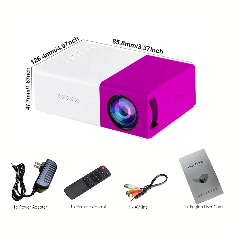 LED Projector with USB, MINI Portable Projector,Remote Control Indoor/Outdoor Movie Projector YG300Purple