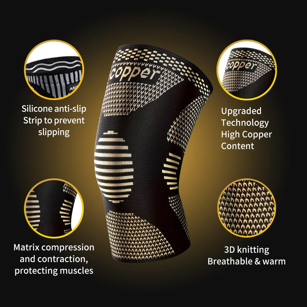 1 Pair Copper Knee Pads Ultimate Shock-Absorbing Gear for Men & Women Superior Knee Support for Sports Yoga Fitness Basketball