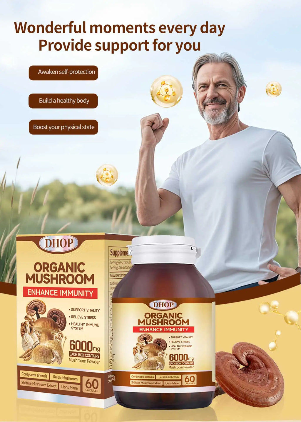 OEM Supplement Mushroom Mixture Capsules Reishi Mushroom Extract Capsule Complex Mushroom Mix Blend Capsules