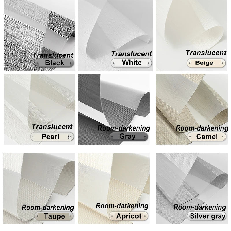 High Quality Material Blackout Room Darkening Window Blinds Zebra Shades Day and Night Zebra Blinds Fabric Book