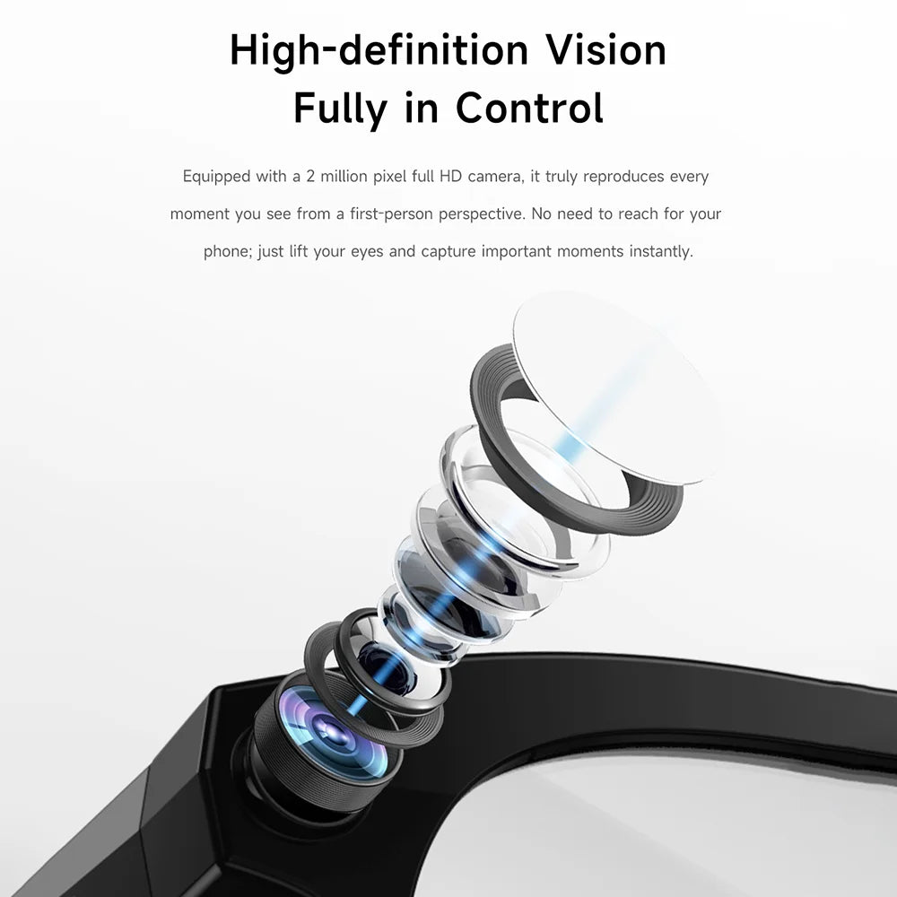 SENBONO M88 AI Smart Glasses Stylish Lightweight Comfortable Wireless Call Headset with Audio Playback and Camera