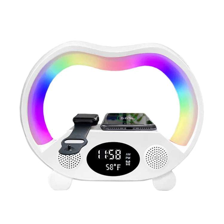 Wireless Charger LED Alarm Clock with RGB Night Light 5W to 10W Integrated Lamp and Speaker