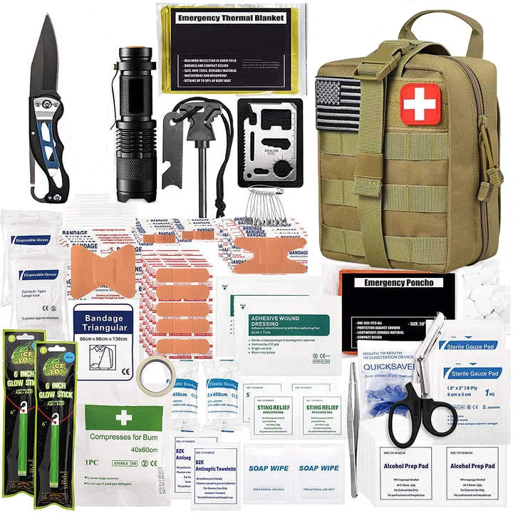 Portable Green Trauma First-Aid Kit Medical Bag for Tactical Patrol IFAK Supplies Climbing  Outdoor Hiking