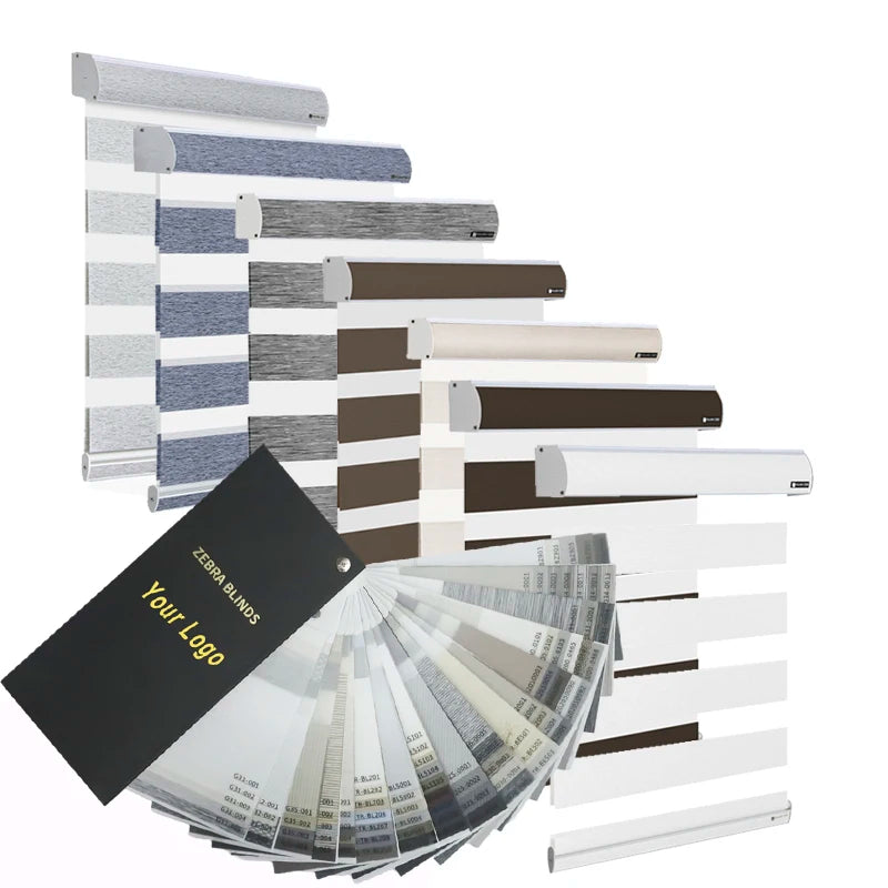 High Quality Material Blackout Room Darkening Window Blinds Zebra Shades Day and Night Zebra Blinds Fabric Book