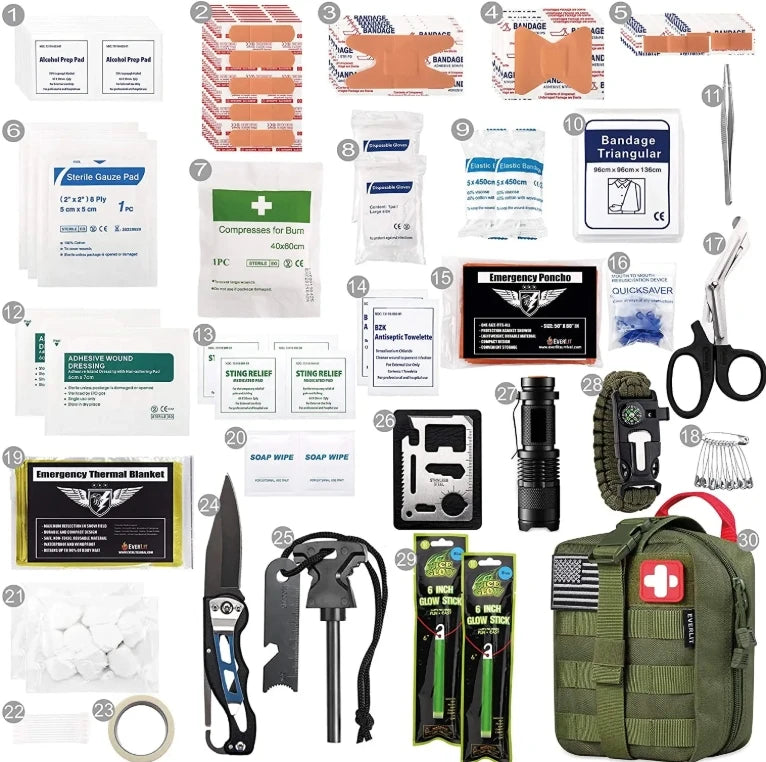 Portable Green Trauma First-Aid Kit Medical Bag for Tactical Patrol IFAK Supplies Climbing  Outdoor Hiking