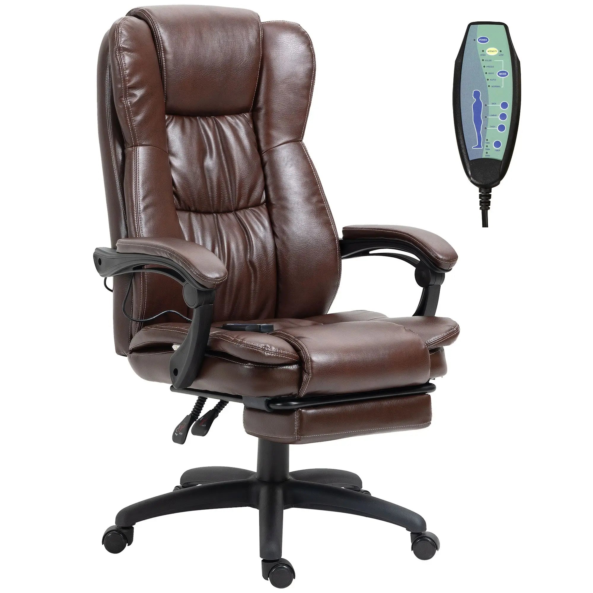 Ergonomic Brown Office Chair with 6-Point Vibrating Massage and Comfortable Footrest Convenient Massage Chair
