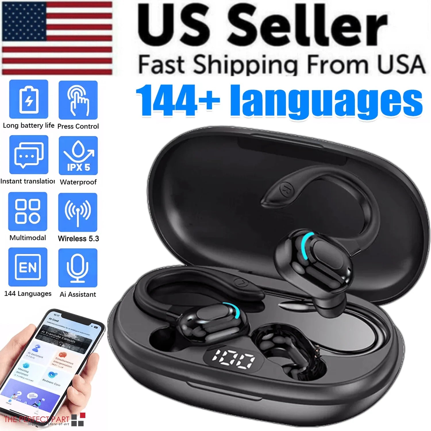 Real-Time Online/Offline 144 Language Translator Earbuds Smart Earphones
