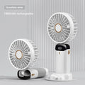 3000mAh Handheld Mini Fan Foldable Portable Neck Hanging Fans 5 Speed USB Rechargeable Fan with Phone Stand and Display Screen