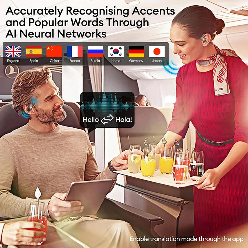 PAXA OpenAirUltra AI Translation Real Time 3-in-1 Translator Earbuds 145 Languages & Accents Bluetooth 5.4 Translating Earphones