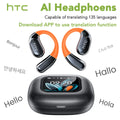HTC NE27 Wireless Headphones AI Translator Earbuds OWS Sports Bluetooth Earphones Glowing Earhook Customizable Wallpaper Screen