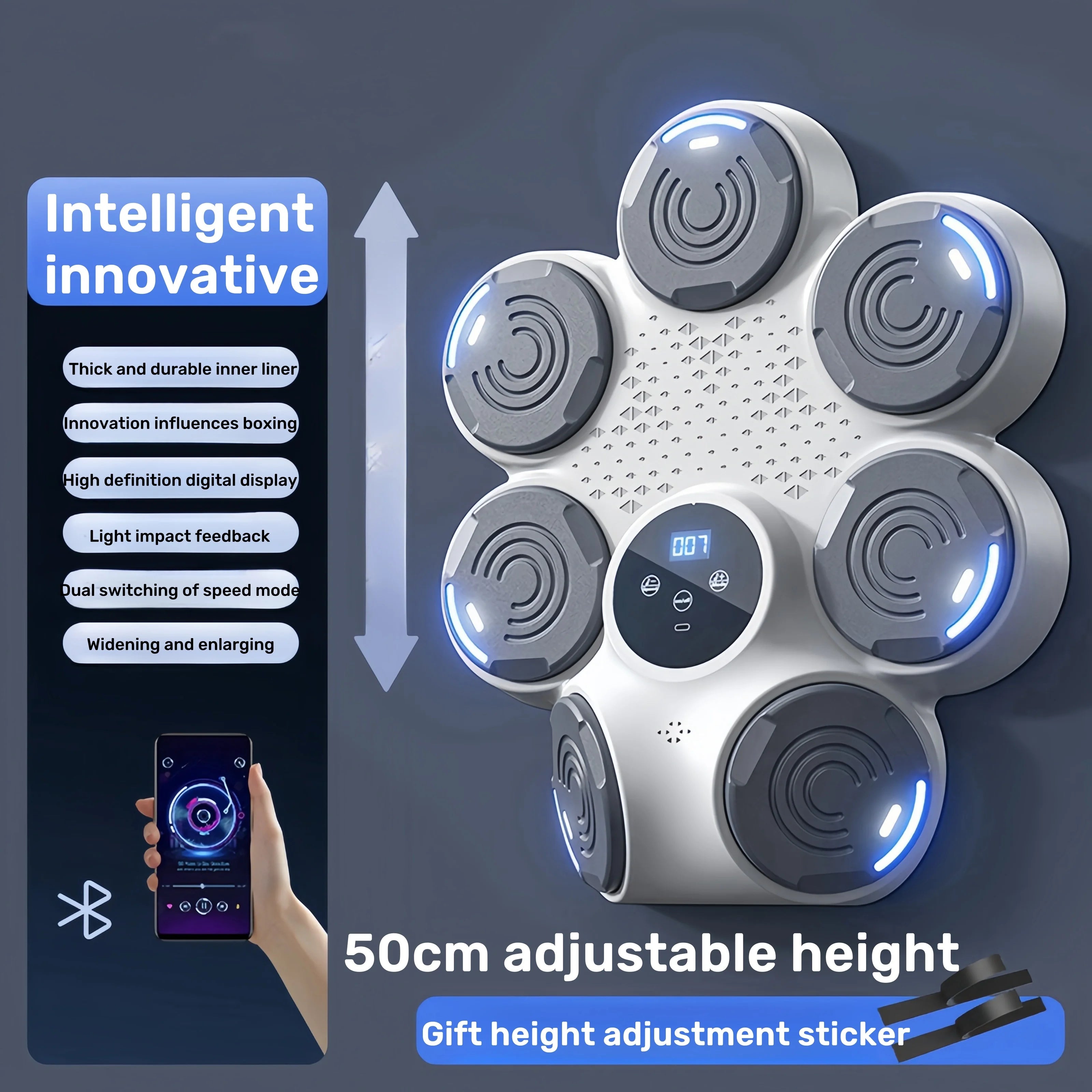 9 Speeds Music Boxing Machine Smart Bluetooth Wall Mounted Music Boxing Trainer Home Electronic Boxing Target Punching Equipment