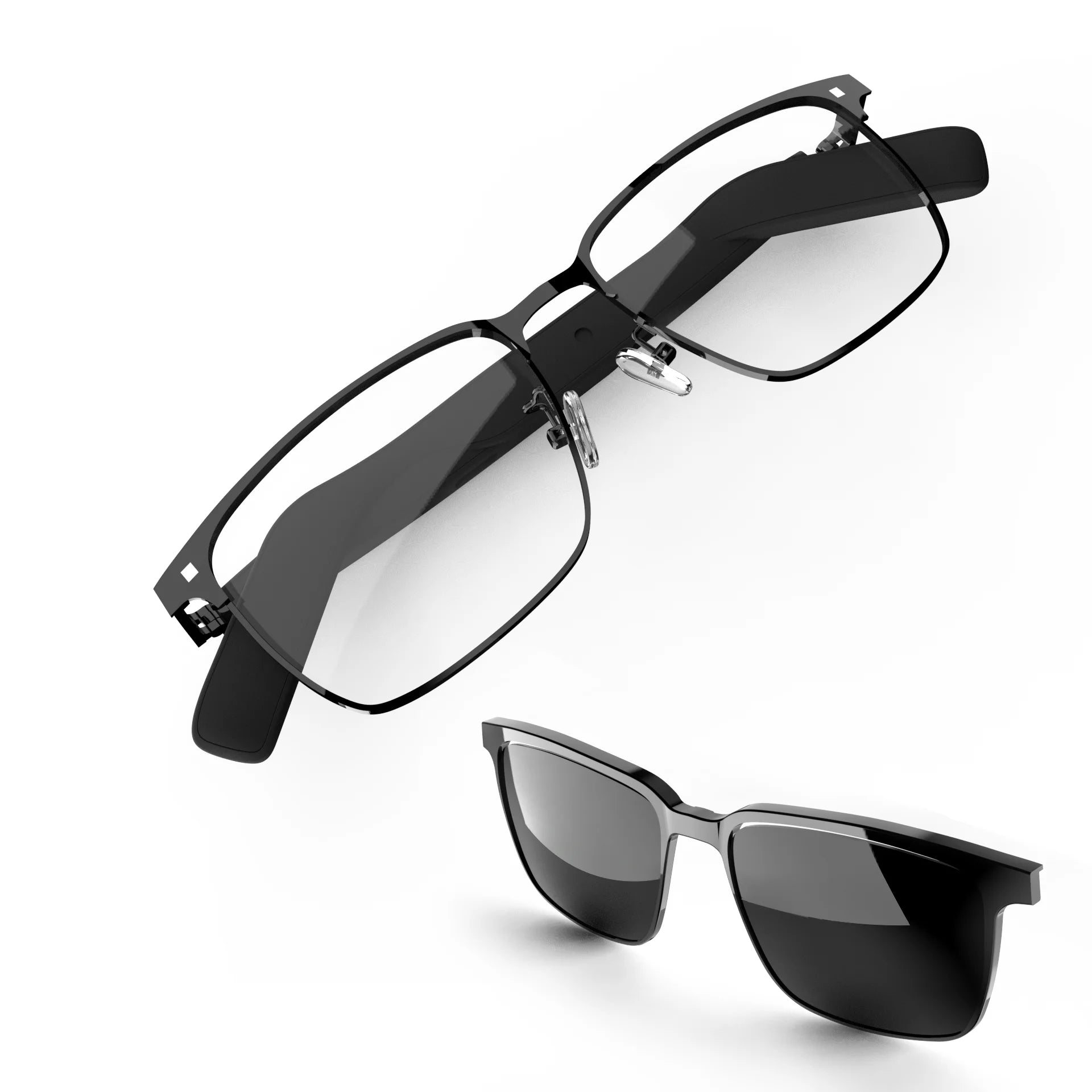 SG-20 Pro TWS 2-in-1 Smart Bluetooth Glasses - Convertible Sunglasses & Clear Lenses, Wireless Audio, Touch Control