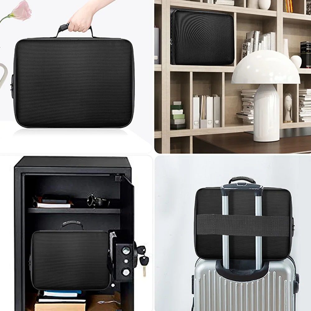 Overseas stock Portable fireproof document storage bag with lock for archiving documents storage passport certificate