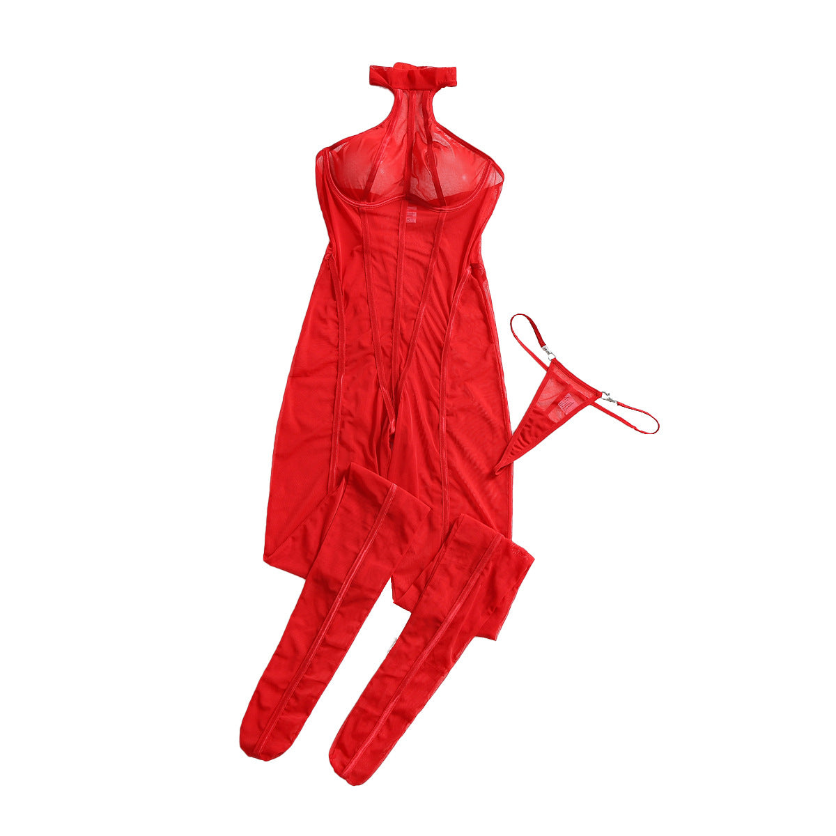 Form-fitting sexy neck-wrap bodysuit