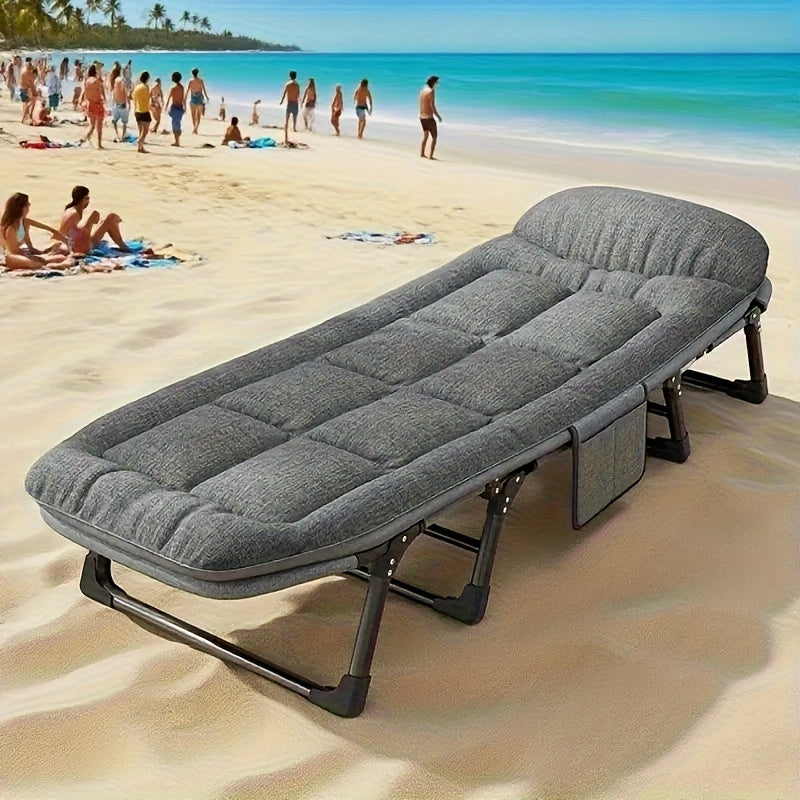 Folding Bed with Mattress, Adult Portable Folding Bed with Comfortable Pad Thickened Headrest, Metal Frame, Space-saving Folding, Easy Storage, 70.8 Inches X 23.6 Inches, Universal Casual Indoor and Outdoor, Convertible Sofa